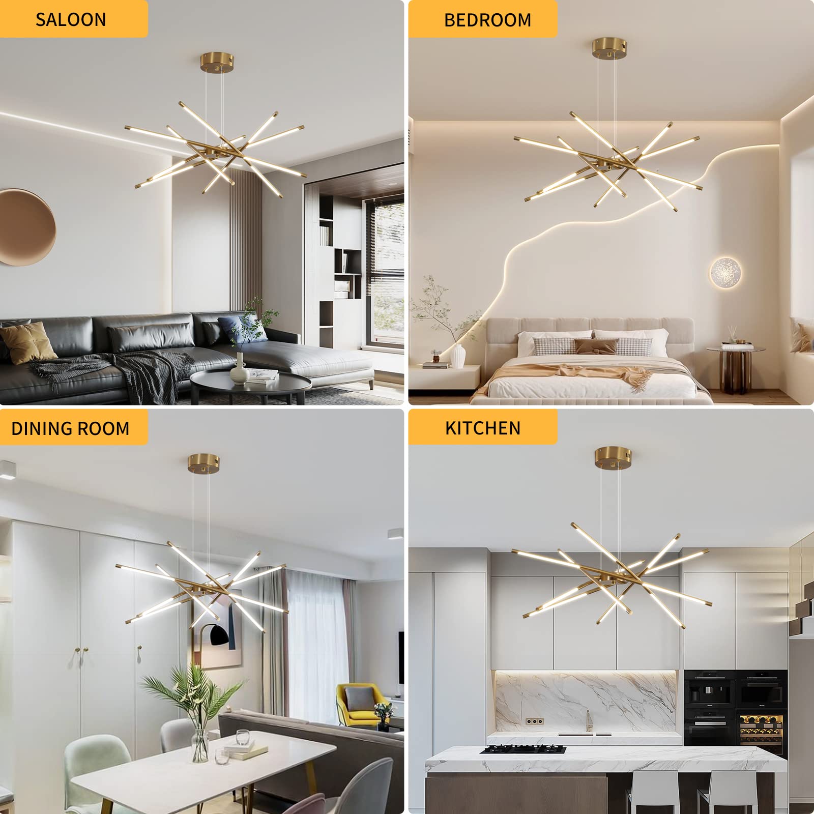 Lampadario moderno a LED Sputnik, con 12 teste per soggiorno, sala da pranzo, cucina, camera da letto