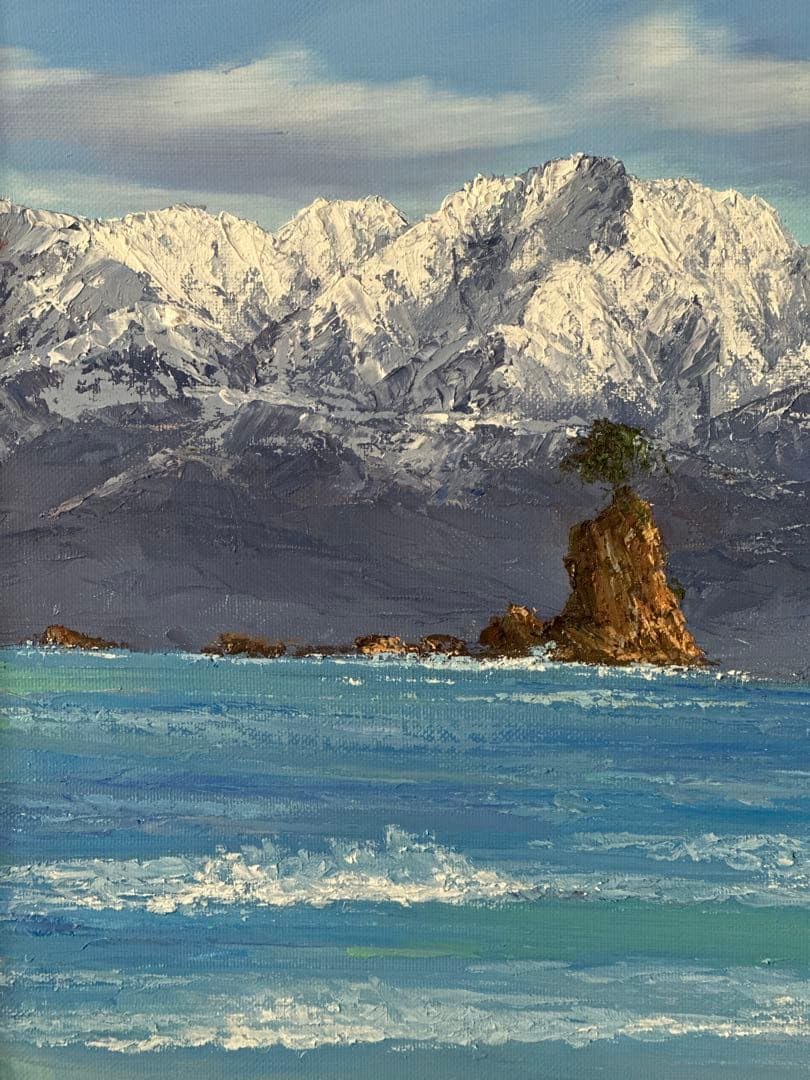 肉筆　真作　絵画　小川久雄　油彩画　風景画　雨晴海岸　美術品　立山連峰インテリア Amazon.co.jp: 肉筆 真作 絵画 小川久雄 油彩画 風景画 雨晴海岸 美術