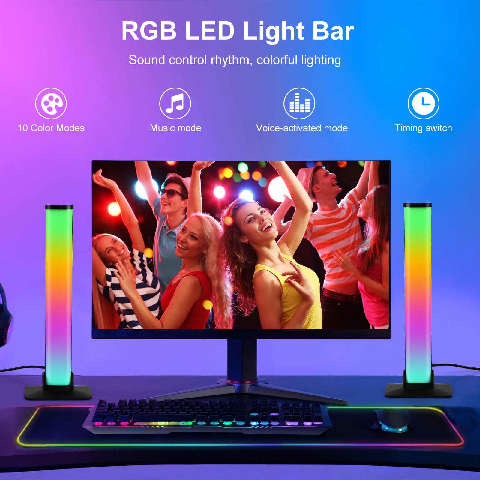 Smart LED Light Bars, Led TV Retroilluminazione Intelligente, Lampada RGB Torre di Illuminazione, Intelligente Arcobaleno con APP e Telecomando per PC, TV, Sala Giochi e Case Copmuter (32CM180