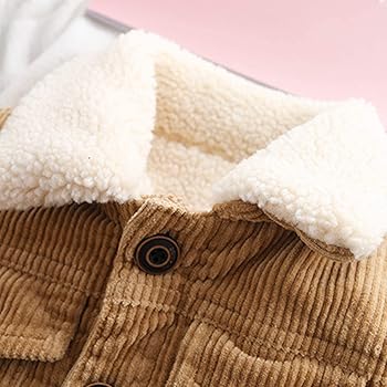 Brown corduroy jacket with white fur Clearance