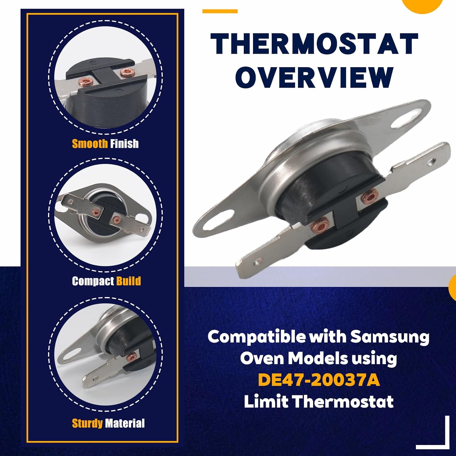 2-Pack DE47-20037A Oven Thermostat, Fits for Samsung Range FCQ, FE-N, FTQ, NE5, NX5, NE59M4320 SG/AA Series, Replacement Oven Range High Limit Thermostat 150°C, Compatible with AP4222778, PS4226434
