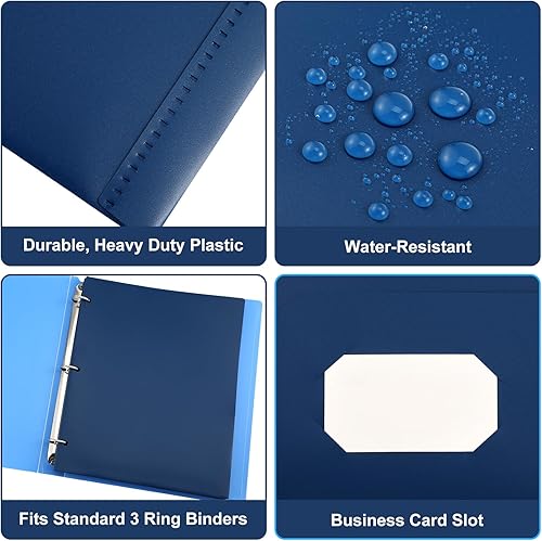 Miniatura 3 de Cholemy Paquete de 72 carpetas de plástico resistente con 3 agujeros, carpetas de plástico extragruesas con ranura para tarjetas y carpetas de