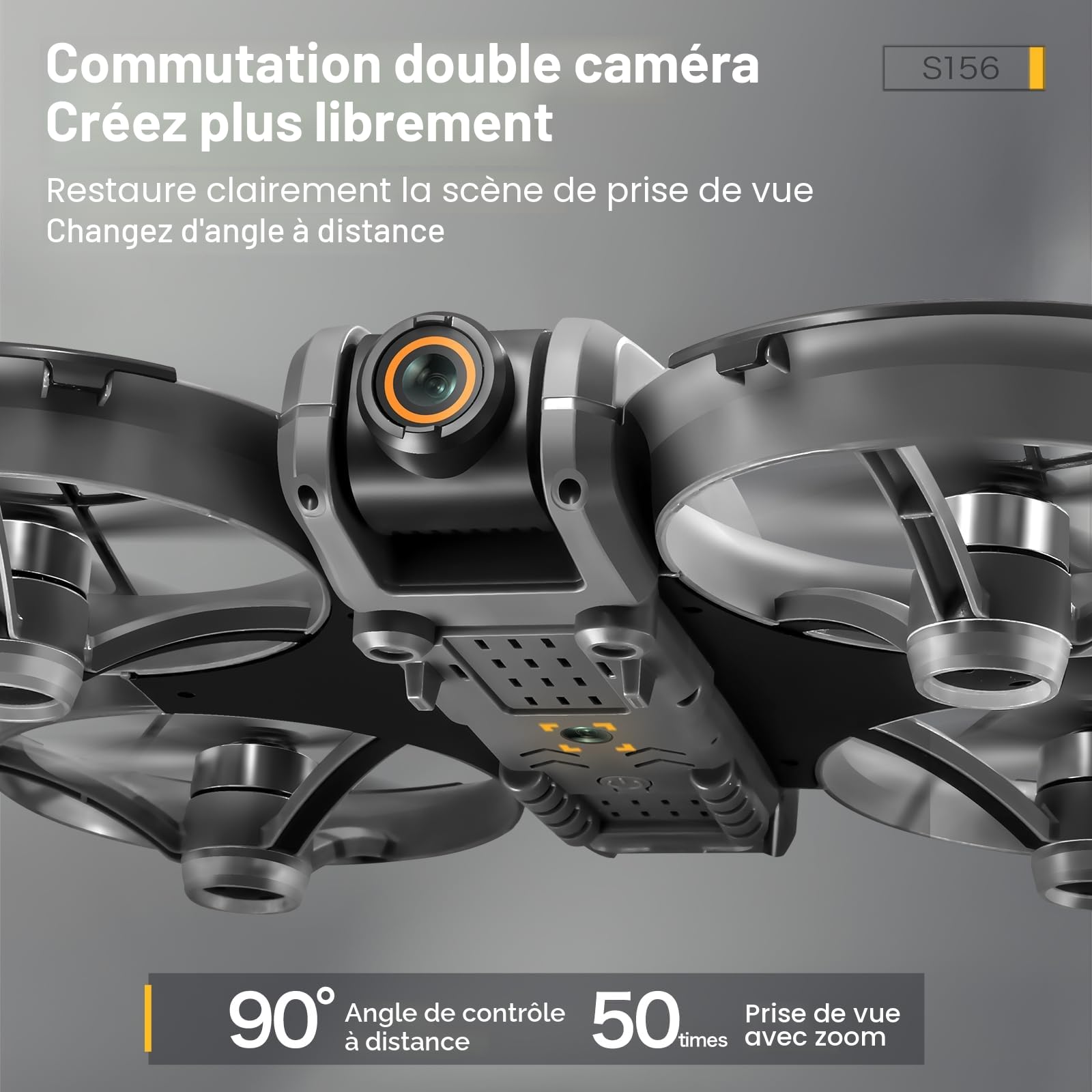 Drone avec Caméras, Télécommande Moteur Sans Balais Drone avec 4,5 Pouces écran, Carte SD, Veilleuse LED, Caméra Réglable à 90°, 2 Batteries, Convient aux Adultes et aux Débutants
