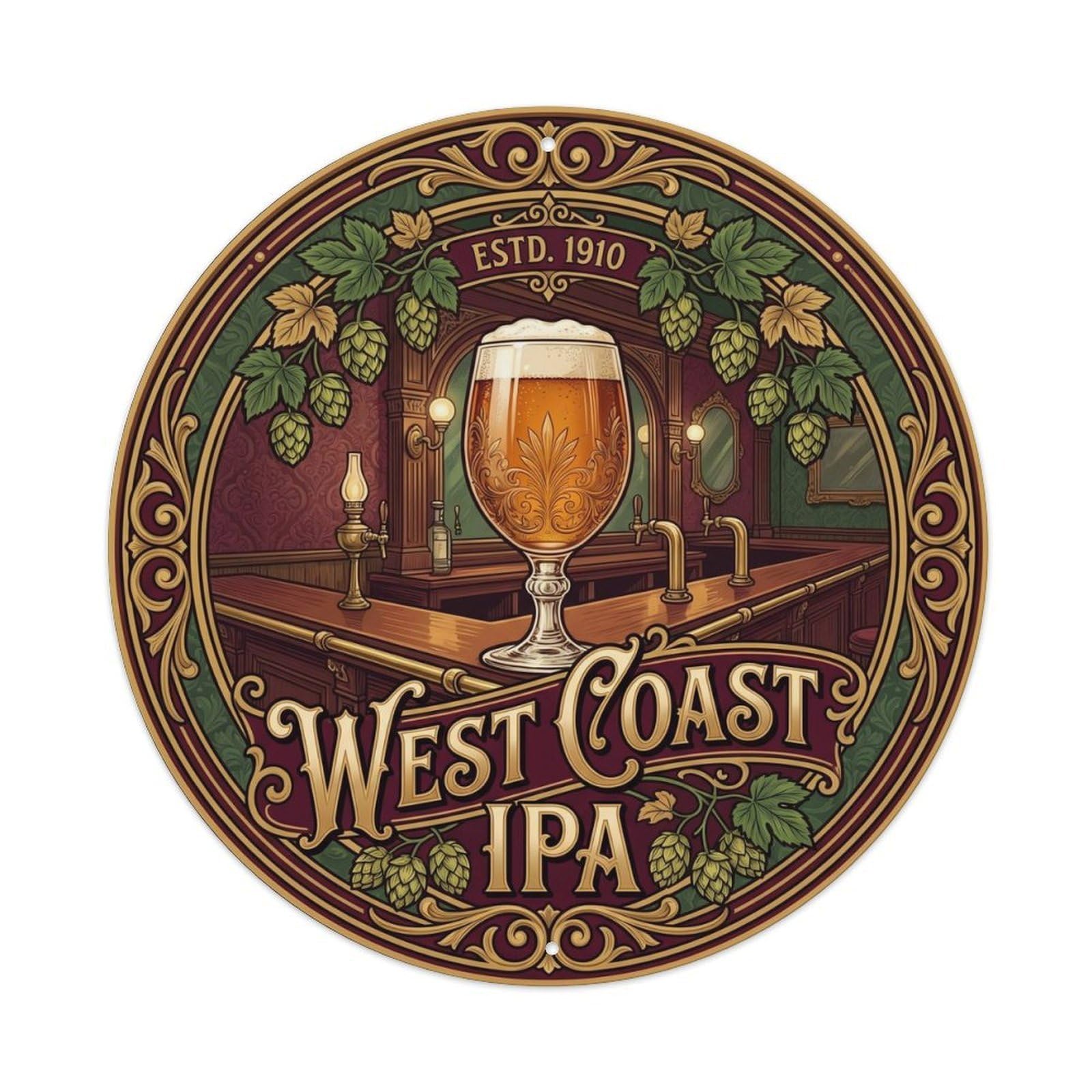 Retro American West Coast IPA Malt Roast Brew House Metal Tin Sign