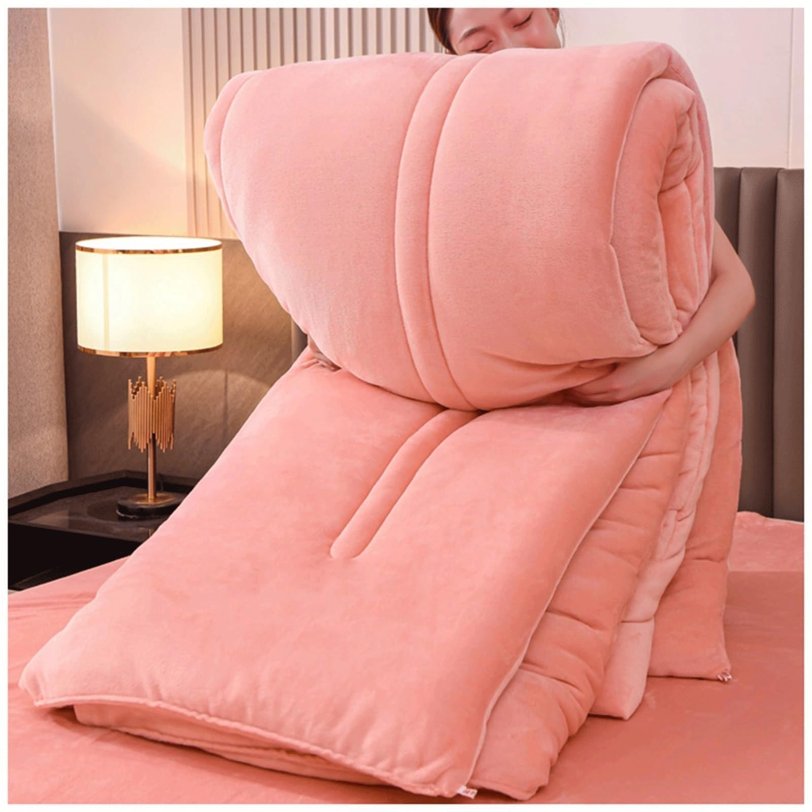 LLiuvcc Thickened Super Warm Winter Quilt，Fluffy Plush Double Sided Milk Velvet Quilt, Lightweight Breathable Warmth(Color2,150x200cm(3KG))