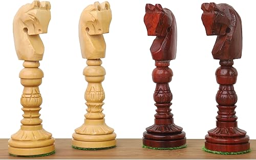 Miniatura 4 de RoyalChessMall - Juego de piezas de ajedrez talladas a mano en madera de rosa con capullo ponderado, altura King de 4.7 pulgadas
