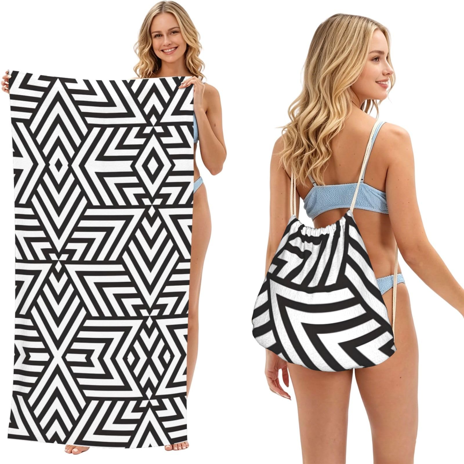 SXZVVBN printidea 2-in-1 Beach Towel Bag, Quick Dry Sand Free Travel Towel Backpack for Adults