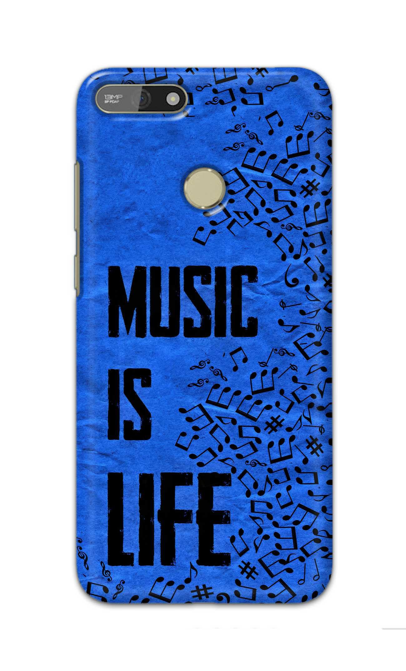 PRINTFIDAA® Printed Hard Back Cover for Honor 7A Back Cover (Music is Life) -190724(EJ)