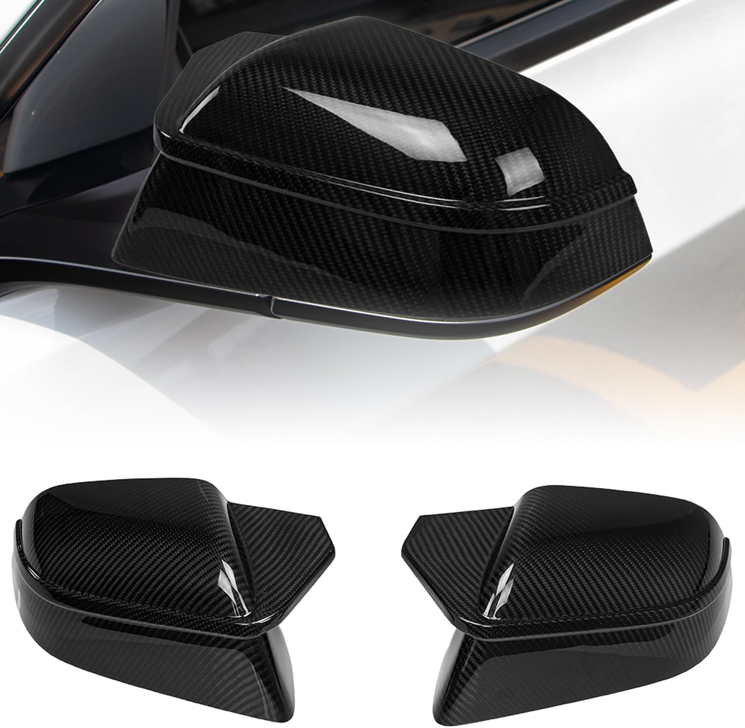 Prepreg Dry Carbon Fiber Mirror Cover Overlays Compatible with 2017-2026 Tesla Model 3 Mirror Caps (EV Style)