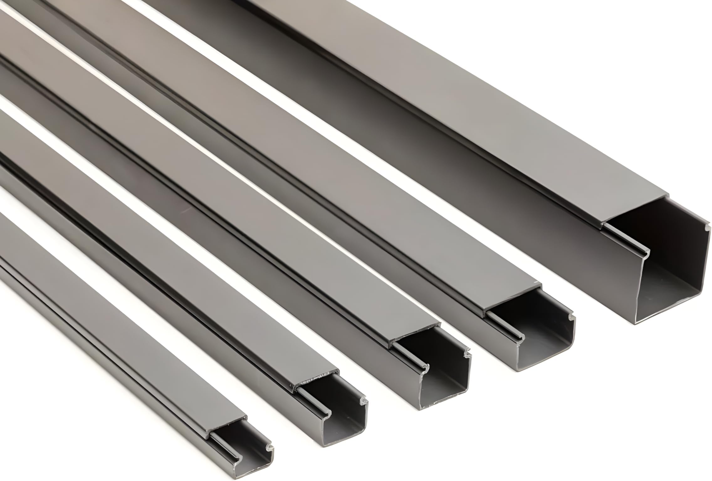 1M (3.28ft) Black Mini PVC Trunking - 15 mm x 10 mm, Cable Management Cover