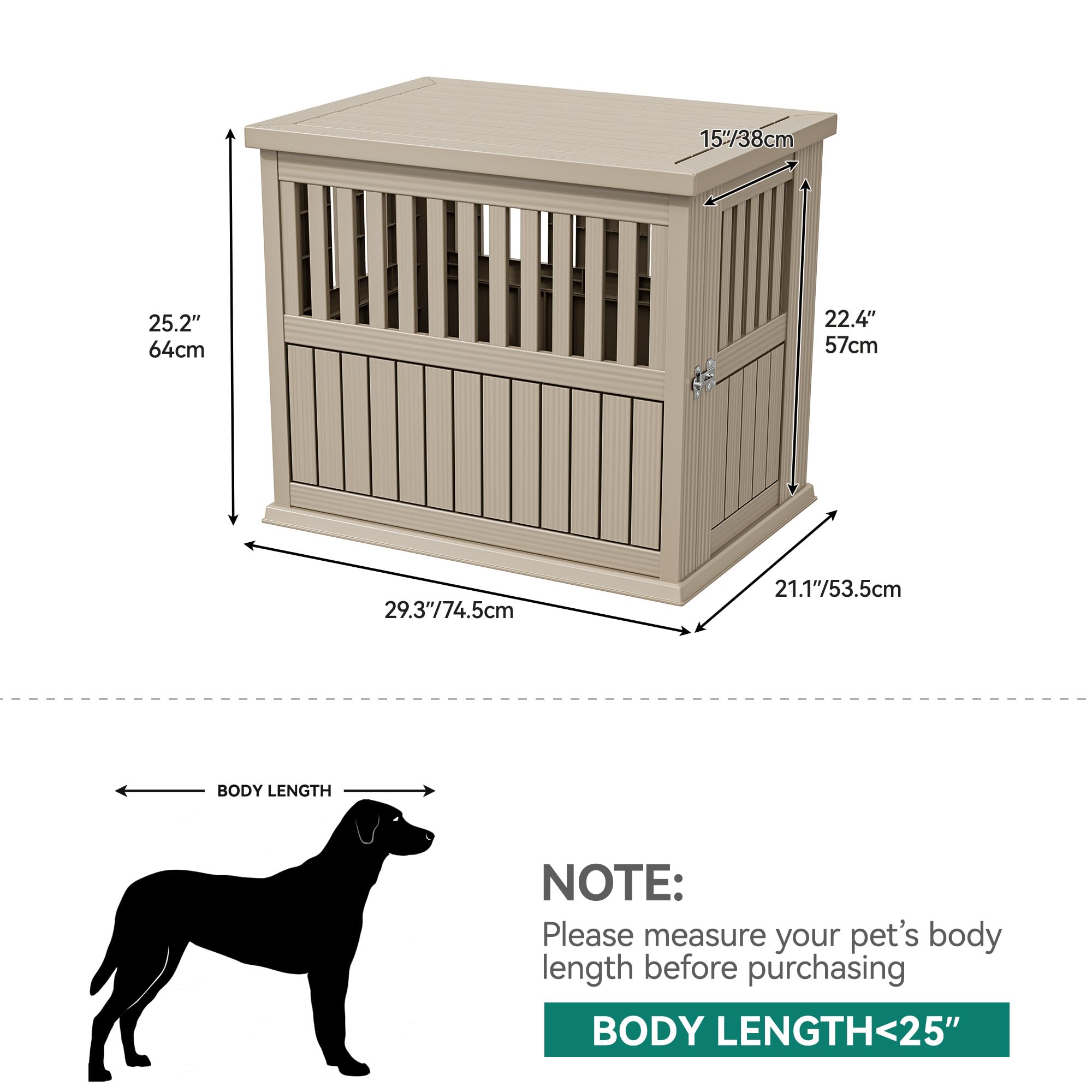 YITAHOME Plastic Dog Crate, Furniture-Style Nightstand & Side Table, Waterproof Indoor Kennel for Small to Medium Dogs, Black - image 7