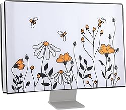 Housse De Protection Pour écran PC 20-22 Pouces Kwmobile - Blanc Et Noir, Anti-rayures, Fentes Pour Câbles - Style Moderne