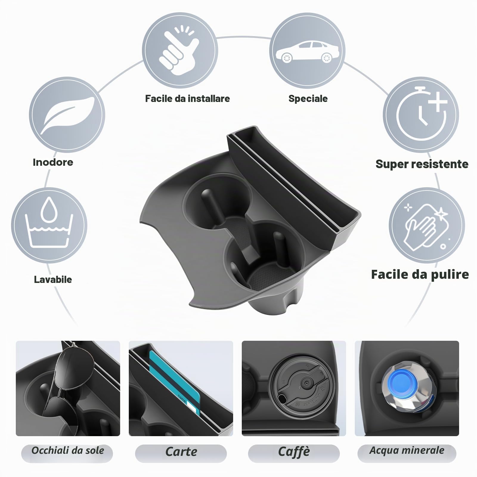 SKTU Portabevande per console centrale, compatibile con Nissan Qashqai J12 e-Power/Mild Hybrid 2021-2024 2025, supporto per tazza per Qashqai 2025 Accessories (TPE)
