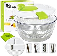 Eutopic Large Salad Spinner with 4-Blade Slicer - Food-Grade Lettuce Dryer & Fruit Vegetable Washer for Families