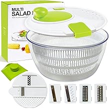 Salad Spinner Large,Vegetables Fruits Wash Bowl, Lettuce Spinner with 4 Blades Slicer,Salad Dryer for Washing