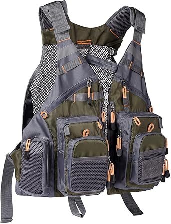 BASSDASH Strap Fishing Vest Adjustable for Men and Women, for Fly Bass Fishing and Outdoor Activities
