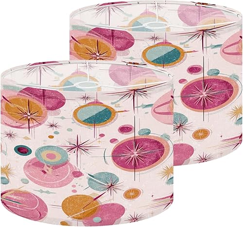 Miniatura 17 de Lamp shades for Table Lamps Retro Futuristic Design Teal Pink Orange Cream Hues Medium Drum Lamp Shades 13''W x 10''H Replacement LampShades Spider