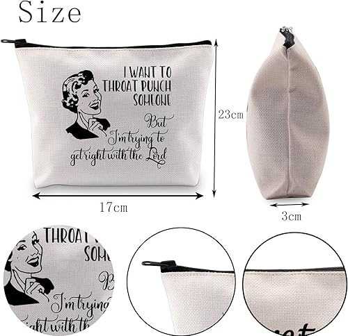 Miniatura 6 de POFULL Regalo de estilo retro para ama de casa, sarcástico, vintage, para esposa, bolsa de cosméticos, regalo divertido para mamá, regalo retro