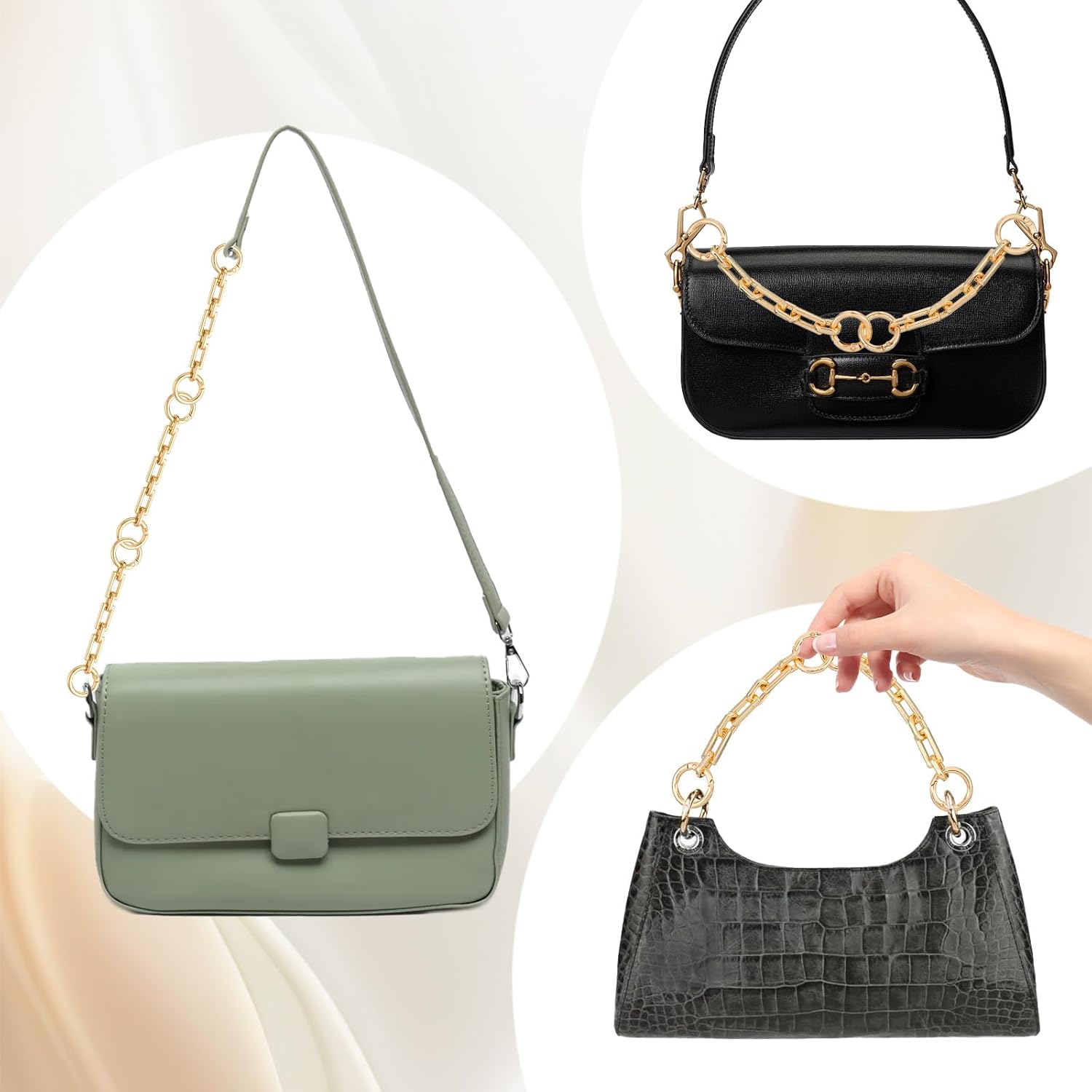 3 Pcs Gold Purse Extender Chain, 4.65 Inch Bag Extender Chain Fashion Metal Bag Chains Straps Accessories for Women Handbags Purse Shoulder Cross-Body - Image 5