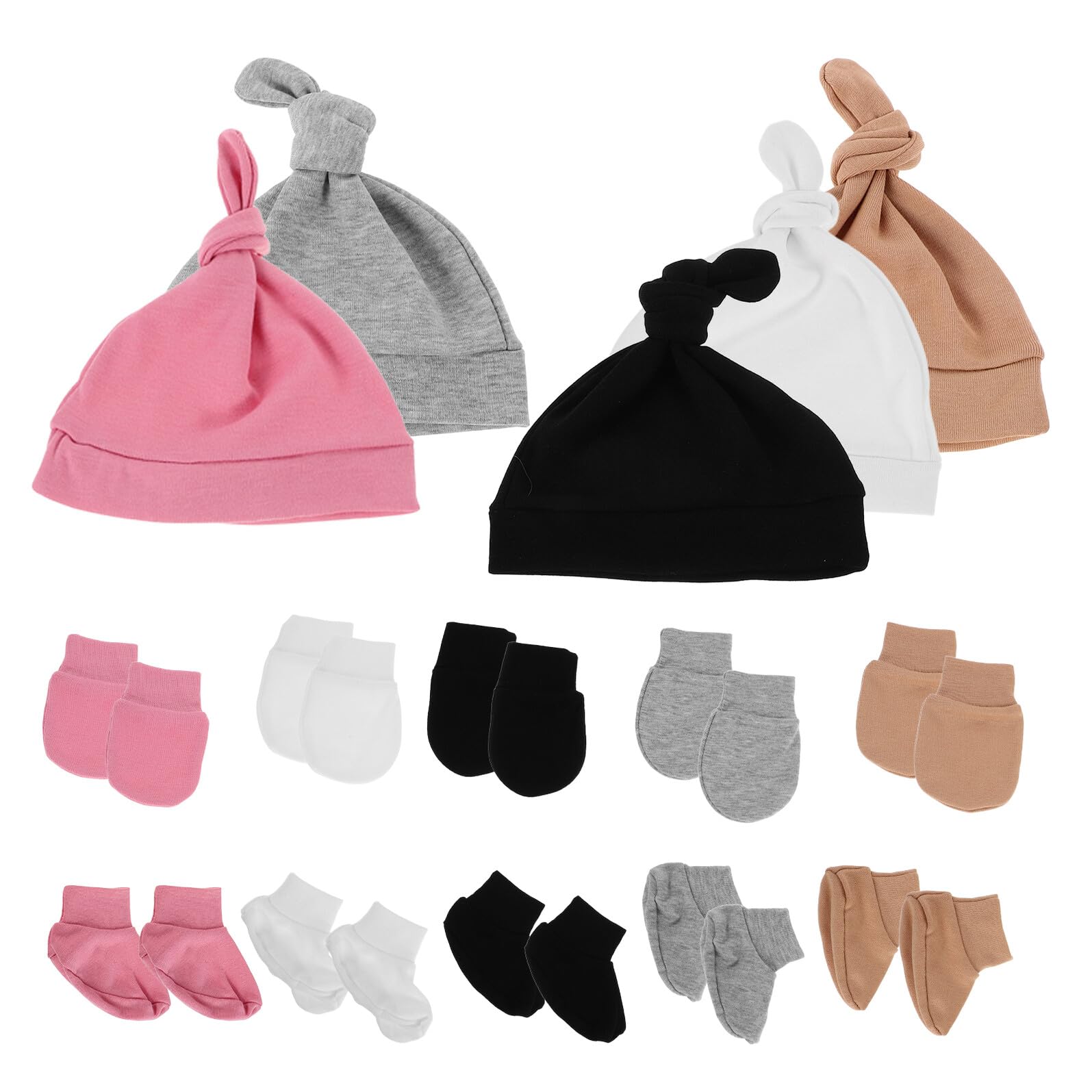 SUPVOX 5sets Berretti Per Ragazzo Ragazza Ragazza Guanti e Calzini in Cotone Morbido Cappelli Per Ragazzo Da Mesi Articoli Essenziali Per Uso Quotidiano
