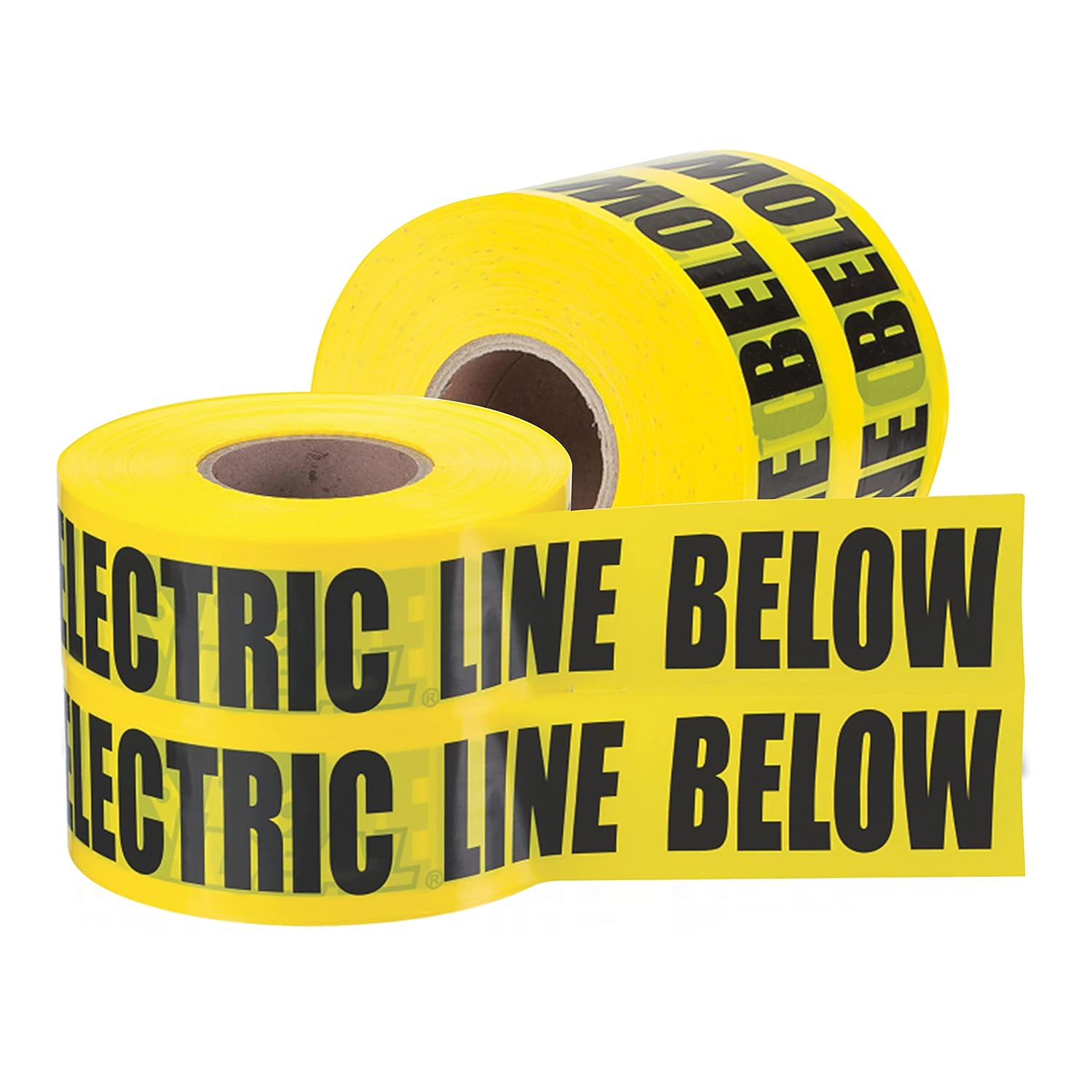 OhLectric Detectable Underground Warning Tape - 4 Mil Polyethylene Burial Tape - Indicates Underground Utility Lines - Resistance to Chemicals - Bright Yellow Color - 3” x 1000’ - Pack of 2 - OL-42087