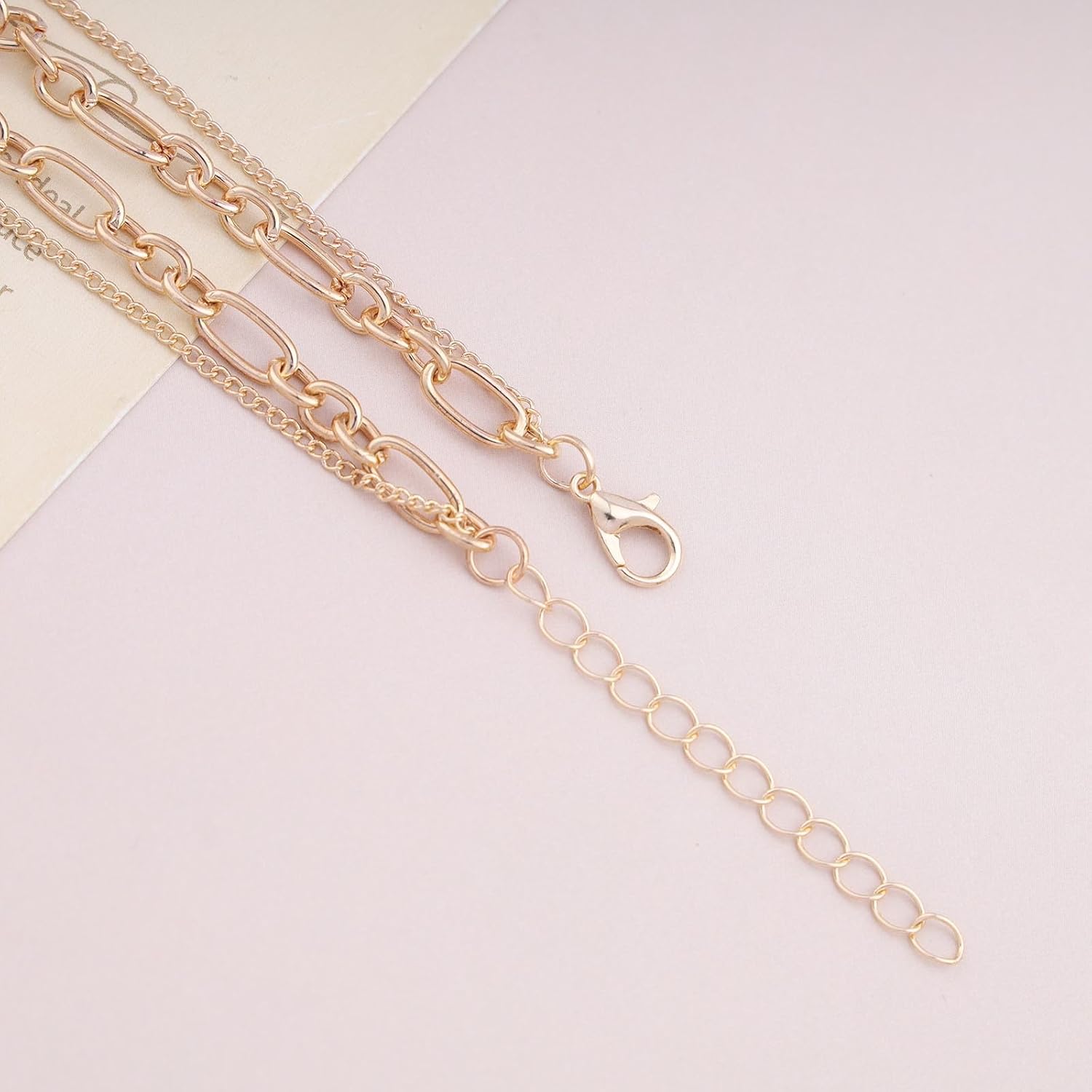 Bohemian Layered Square Choker Necklace Tiny Bar Y Drop Necklace Gold Paperclip Link Chain Necklace Geometric Square Pendant Necklace Jewelry for Women Gifts - Image 6