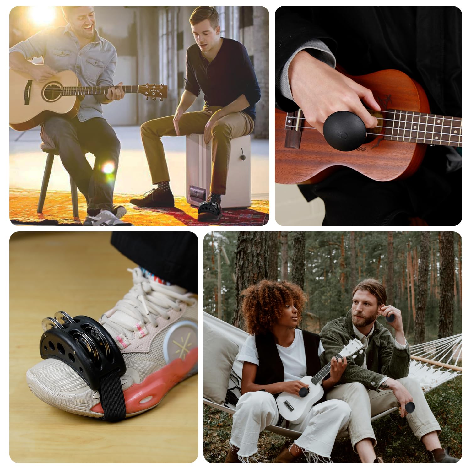 Egg Shakers und Fuß Tamburin Percussion, Rhythmus Finger Shaker für Schlagzeug Gitarre Ukulele Mandoline Banjo Spielen
