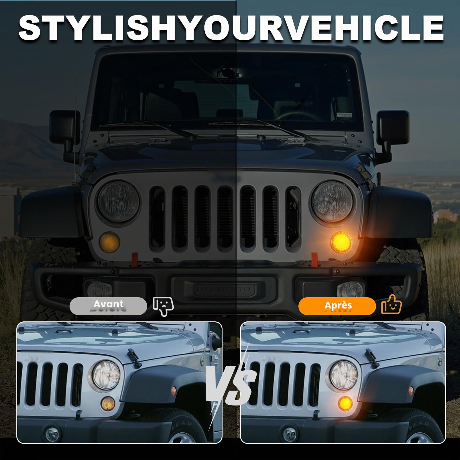 Frecce Laterale a LED per Jeep Wrangler JK 2007-2015, Indicatori di Direzione Laterale a LED Canbus, 2 Pezzi