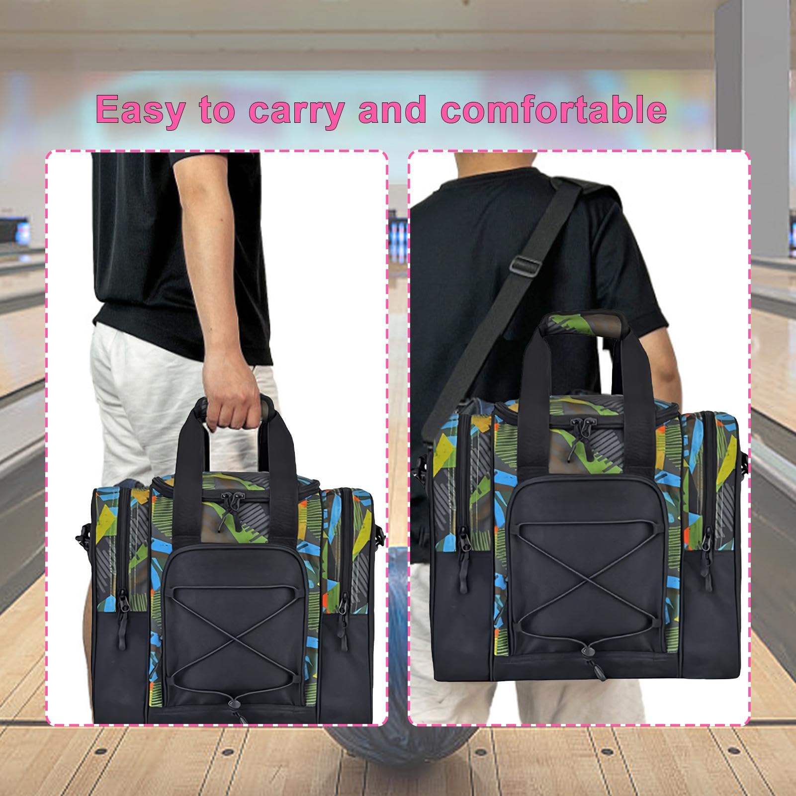Sac De Bowling À Une Seule Balle, Sac De Bowling Fourre-Tout 1 Balle | Ceinture Réglable, Chaussures De Serviette Multifonctions Rembourrées, Sac De Boule De Bowling pour Hommes Et Femmes