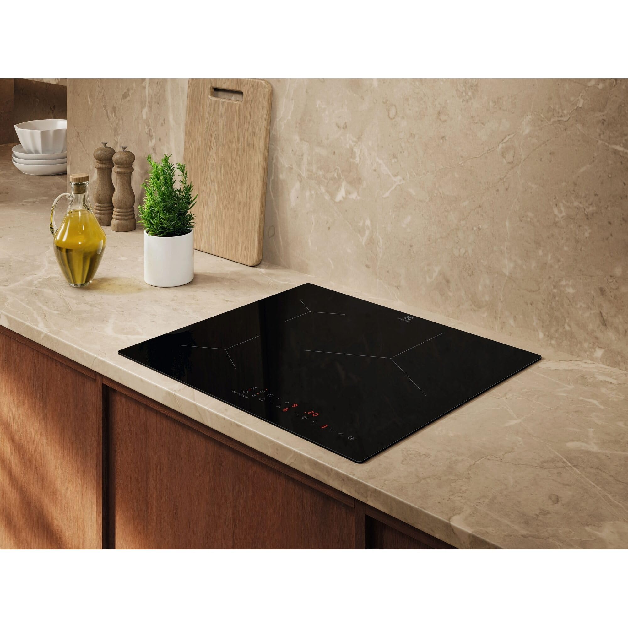 Electrolux Placa de Inducción 60 cm 3 zonas EIT61336CB | 3 zonas de cocción, 60 cm, zona paellera 32 cm, bloqueo de seguridad