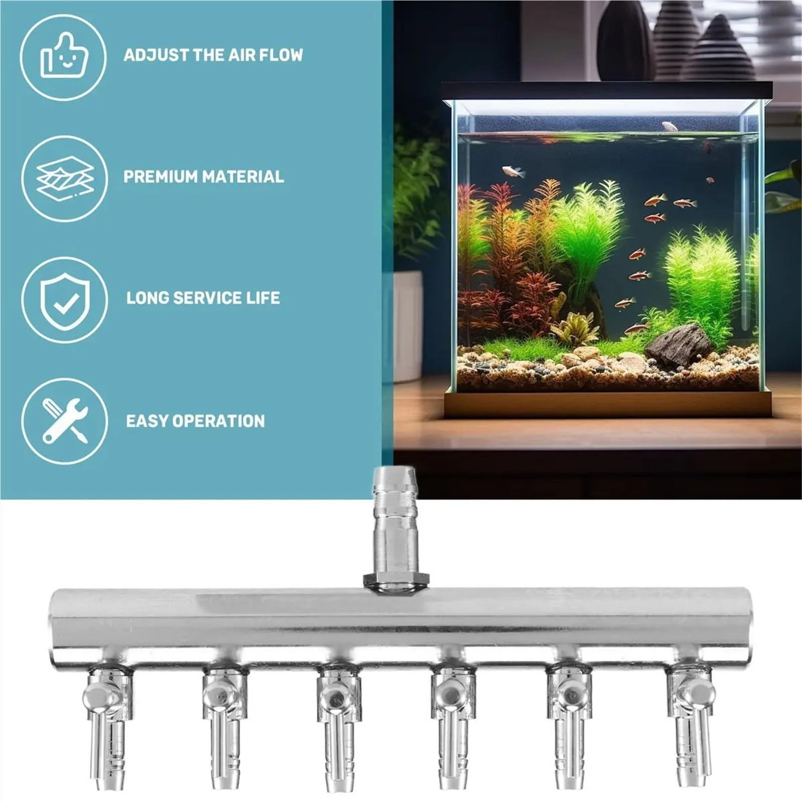 Válvula de aire para acuario, 2 piezas, divisor de flujo de aire para acuario, válvula de control de aire, distribuidor de oxígeno, accesorios de bomba de aire para peceras, 6 vías para bombas