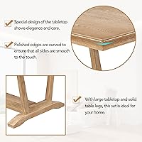 Vista 7 de SIYSNKSI Juego de mesa de comedor rústica de 5 piezas con 4 sillas tapizadas, mesa de comedor rectangular de 59 pulgadas con base de mesa