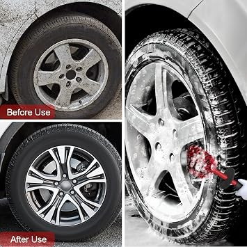 Alloy Wheel Brushes, Professional Vehicle Wheel Brushes Kit, No Metal Rim Detailing, Soft Dense Bristles, Scratchless Results, for Cars, Motorcycles, Bicycles