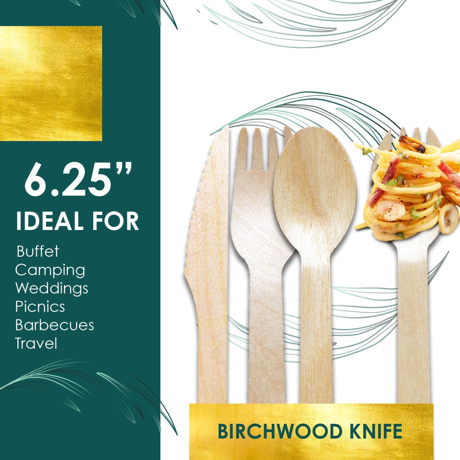 Planet Pantry Disposable Birchwood Cutlery Knife Plastic Alternative Eco-Friendly for Food, Party, Buffet, Wedding (Pack of 100)