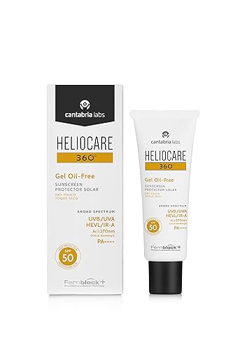 Heliocare 360 Gel sin aceite SPF50 1.7 fl oz Gel protector solar para rostroUVA UVB diario Luz visible infrarroja - A protección solar