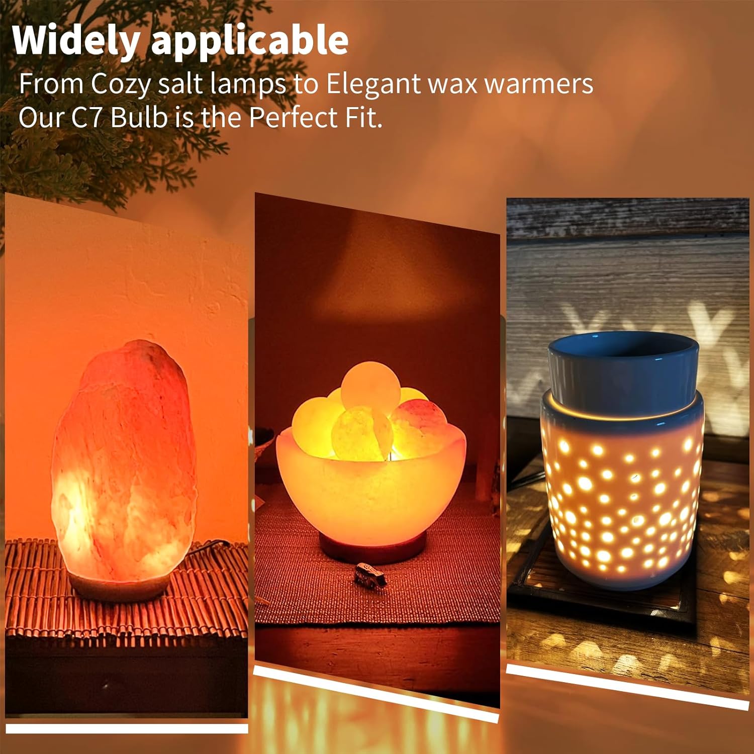 COLWATT 15-Pack Salt Lamp Bulbs, 15 Watt Light Bulb for Plug-in Scentsy Wax Melt Warmer, 120V C7 Small Night Light Bulbs, 2200K Warm White, Ideal for Himalayan Salt Lamp Baskets, Dimmable
