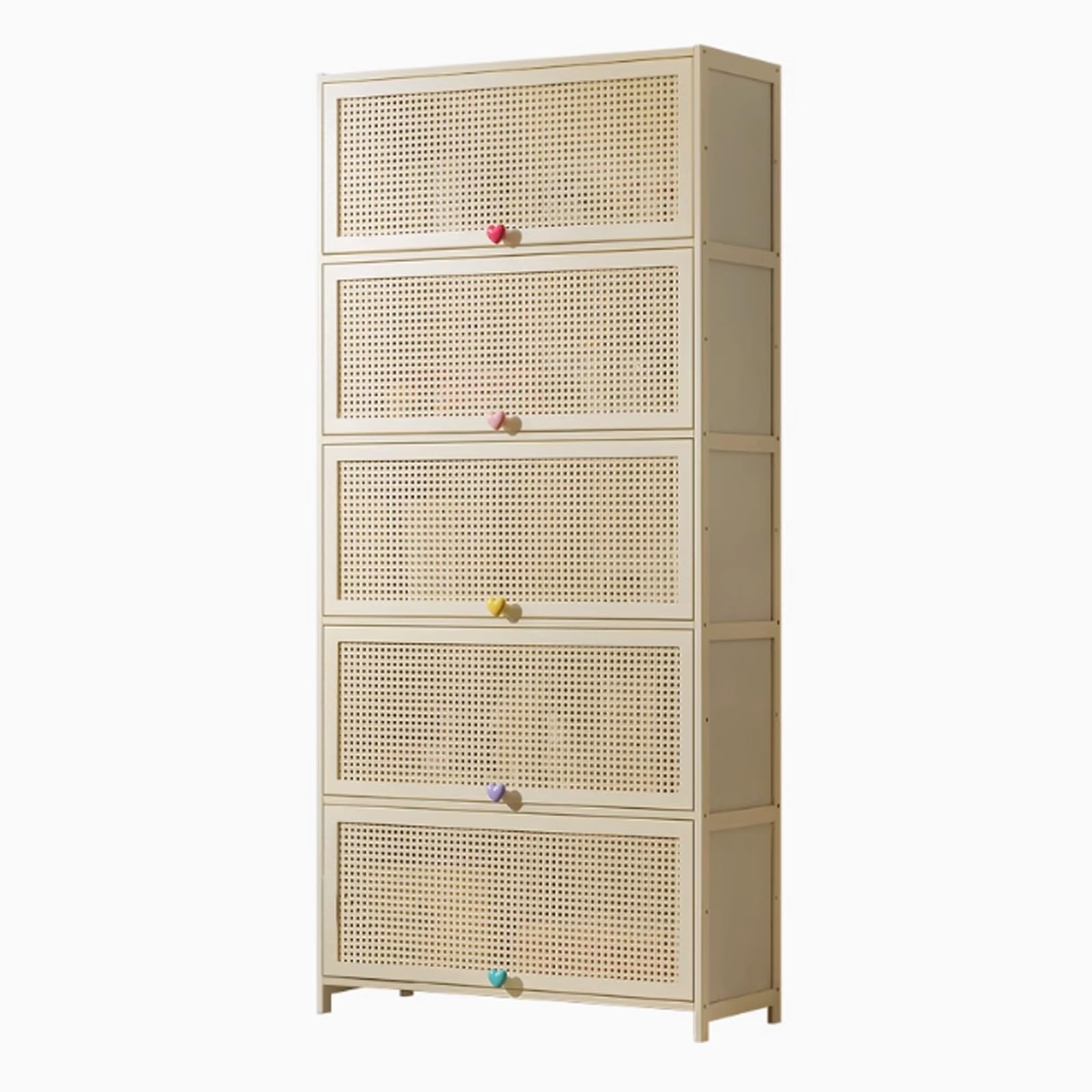 Szafka Kuchenna Beż Materiał Bambusowy i MDFs, Wysokość Pojedynczej Warstwy 31 CM Szafka Kuchenna Stojąca, do Łazienki, Kuchni, Salonu(40 * 33 * 73cm)