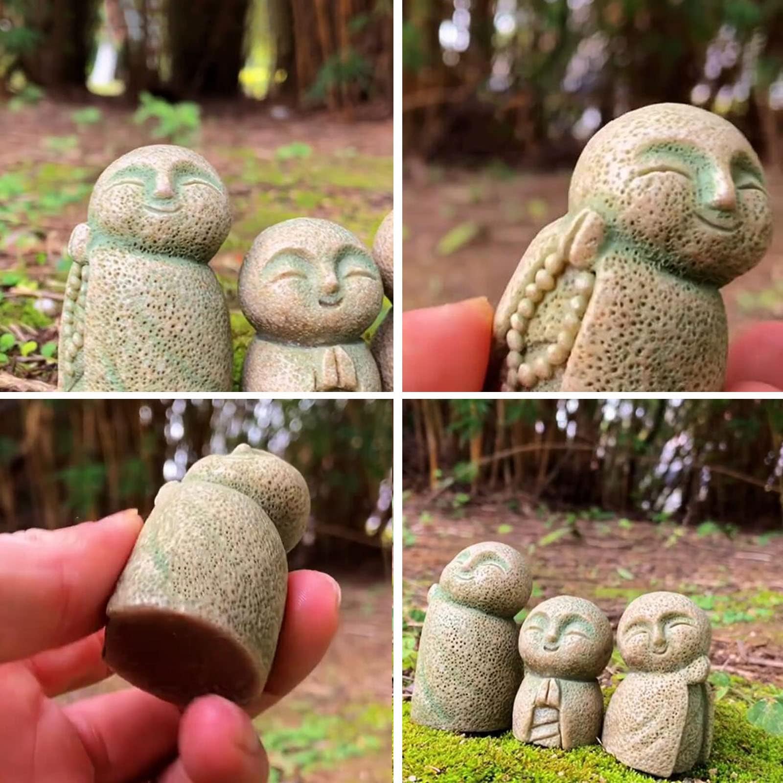 Statuetta Buddha Jizo In Preghiera - Mini Decorazione Zen Per Desktop O Acquario