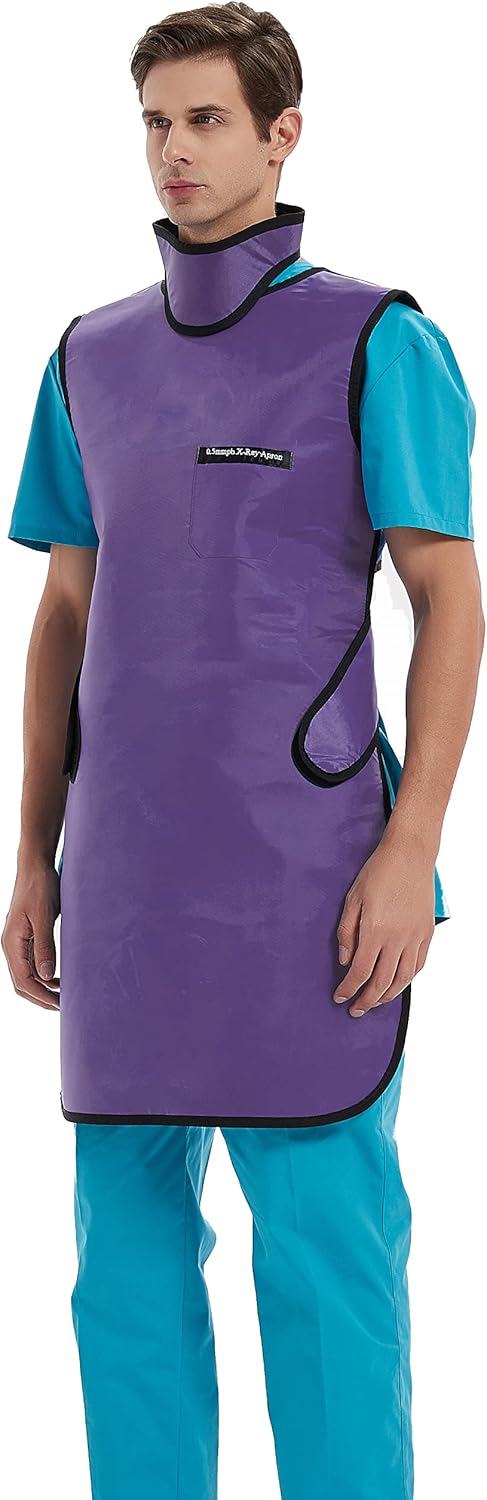 SHINRAY Tablier De Plomb Xray 0,5 Mmpb Avec Collier De Protection Contre La Thyroïde, Robe De Plomb, Bouclier Dentaire Xray 0,5 Mmpb + Bouclier Thyroïde (violet), Taille XL