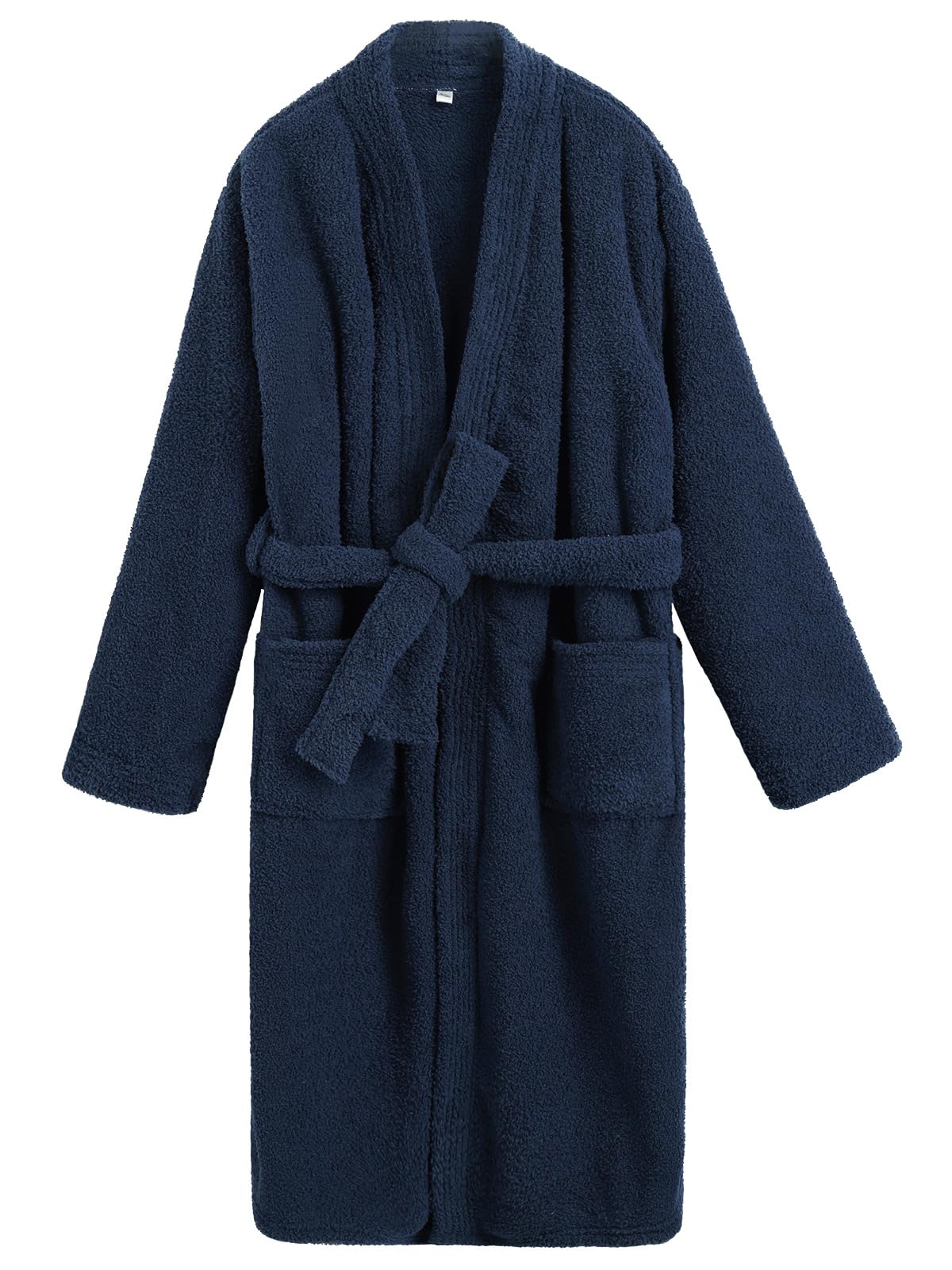 Men's Thick Bathrobe, Pajamas, After Bathing, Gown, Fluffy, Warm, Thermal, Large Size, Long Length, Loungewear navy Large
