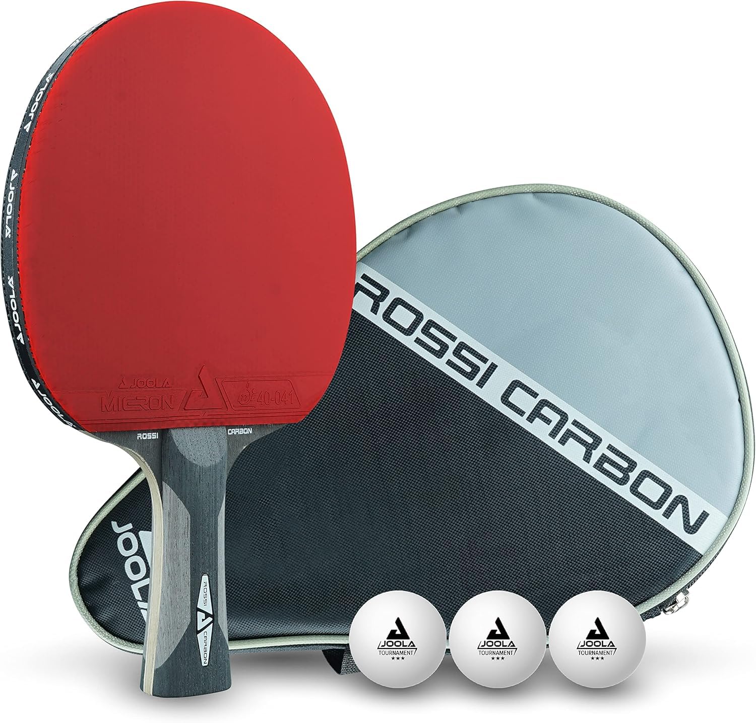 JOOLA Profi Tischtennisschläger Rosskopf Carbon & Tischtennis Rengøringssæt Pro Cleaner Tischtennis Belag Reiniger und Reinigungsschwamm, durchsichtig, 125ml EU
