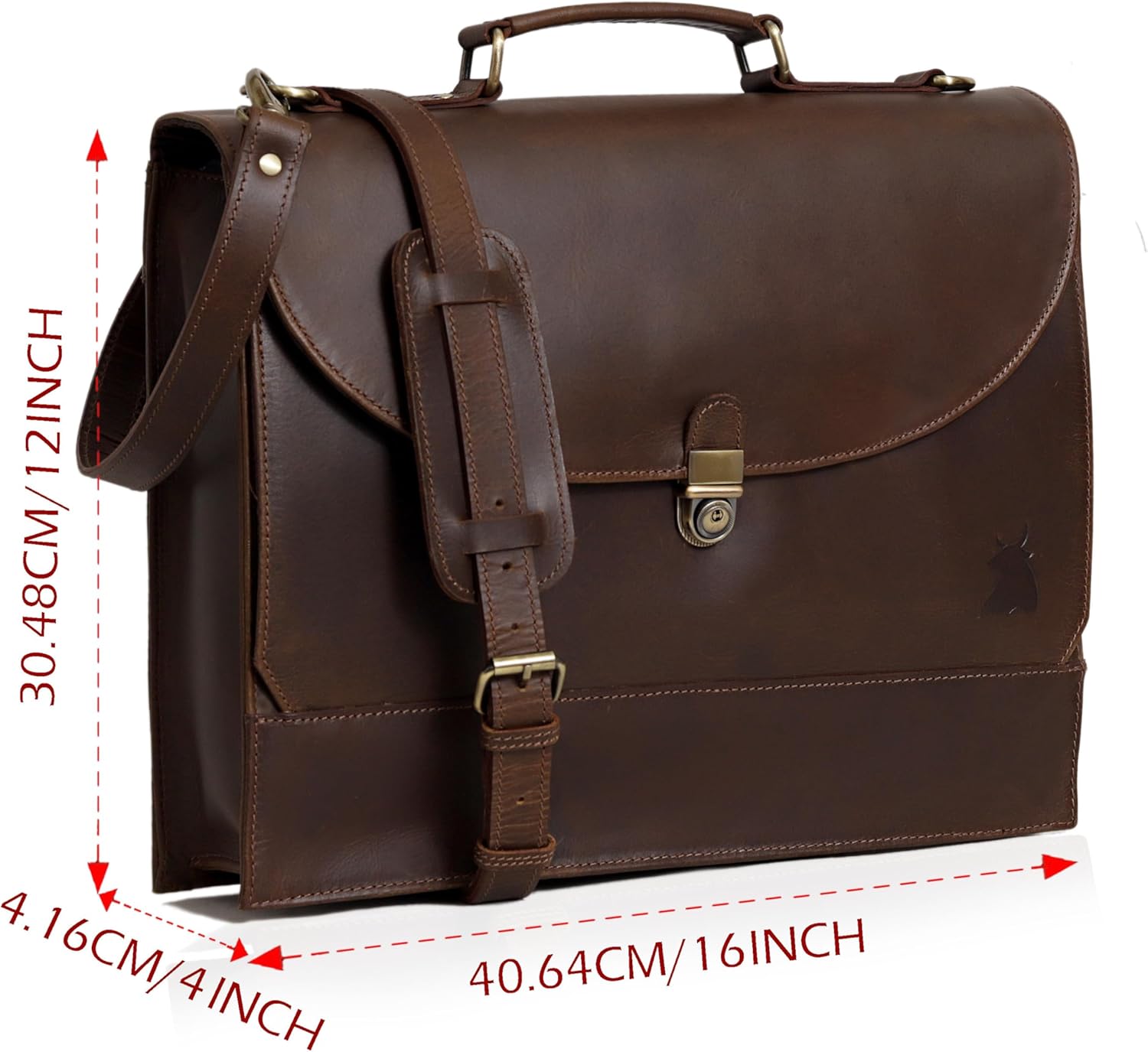 Leather Farm Messenger Bag for Men & Women 16 Inch – Premium Vintage Handmade Laptop Briefcase Satchel, Mens Leather Shoulder Crossbody Bag, Genuine Leather Computer Bag with Adjustable Strap Brown - Image 4