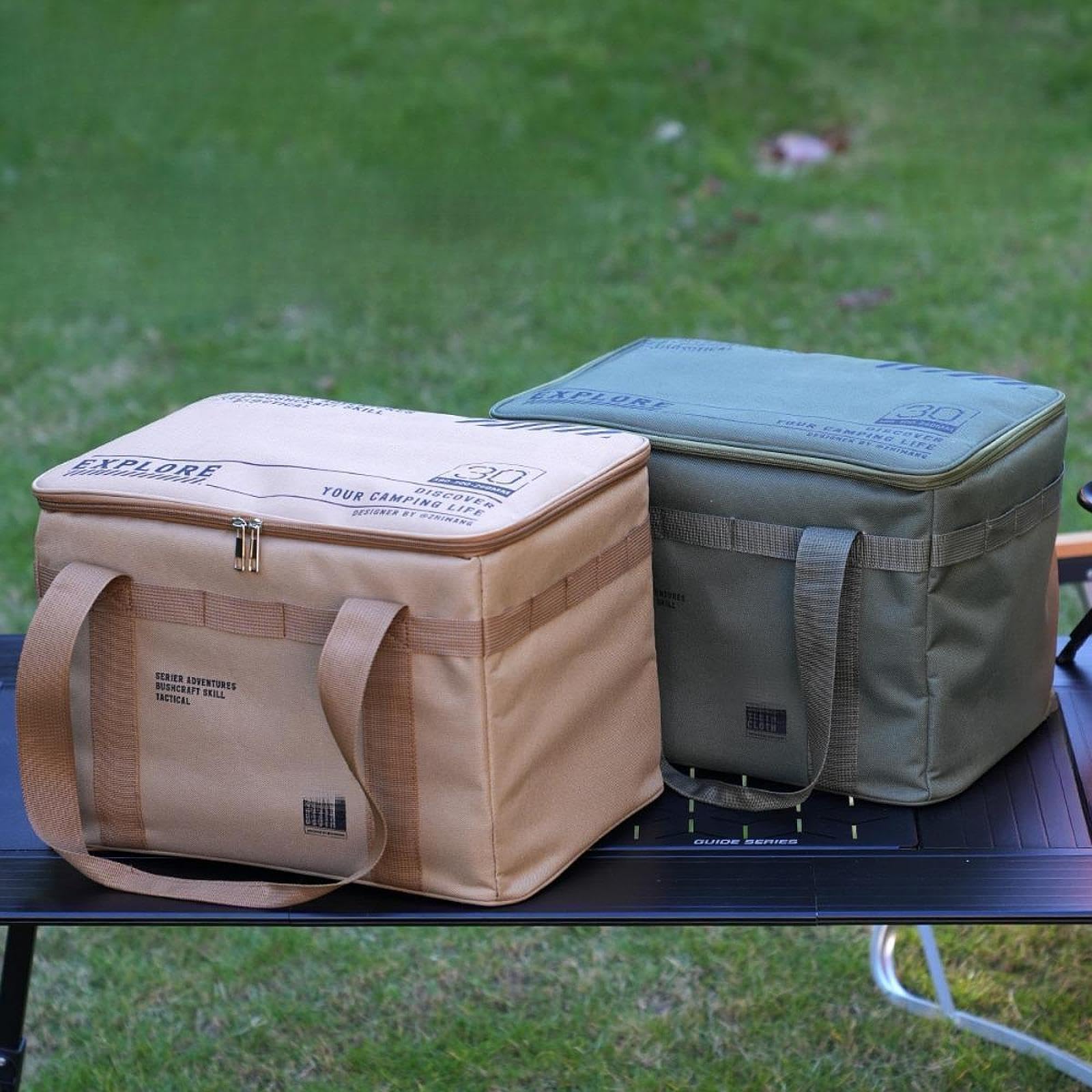 Bolsa de Almacenamiento para Camping, Bolsa Protectora para Depósito, Bolsa Organizadora de Gran Capacidad con Cremallera, Tejido Oxford Resistente Al, Caqui