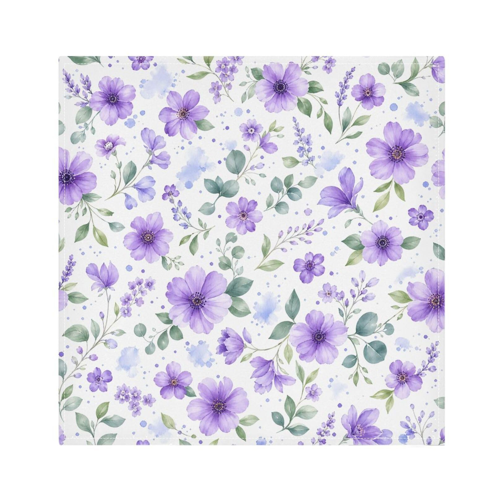 Ttgoth Watercolor Flowers Cloth Napkin Set of 6 Washable & Reusable Dinner Napkins for Dining Table, Banquets, Wedding, Party, 50x50 cm