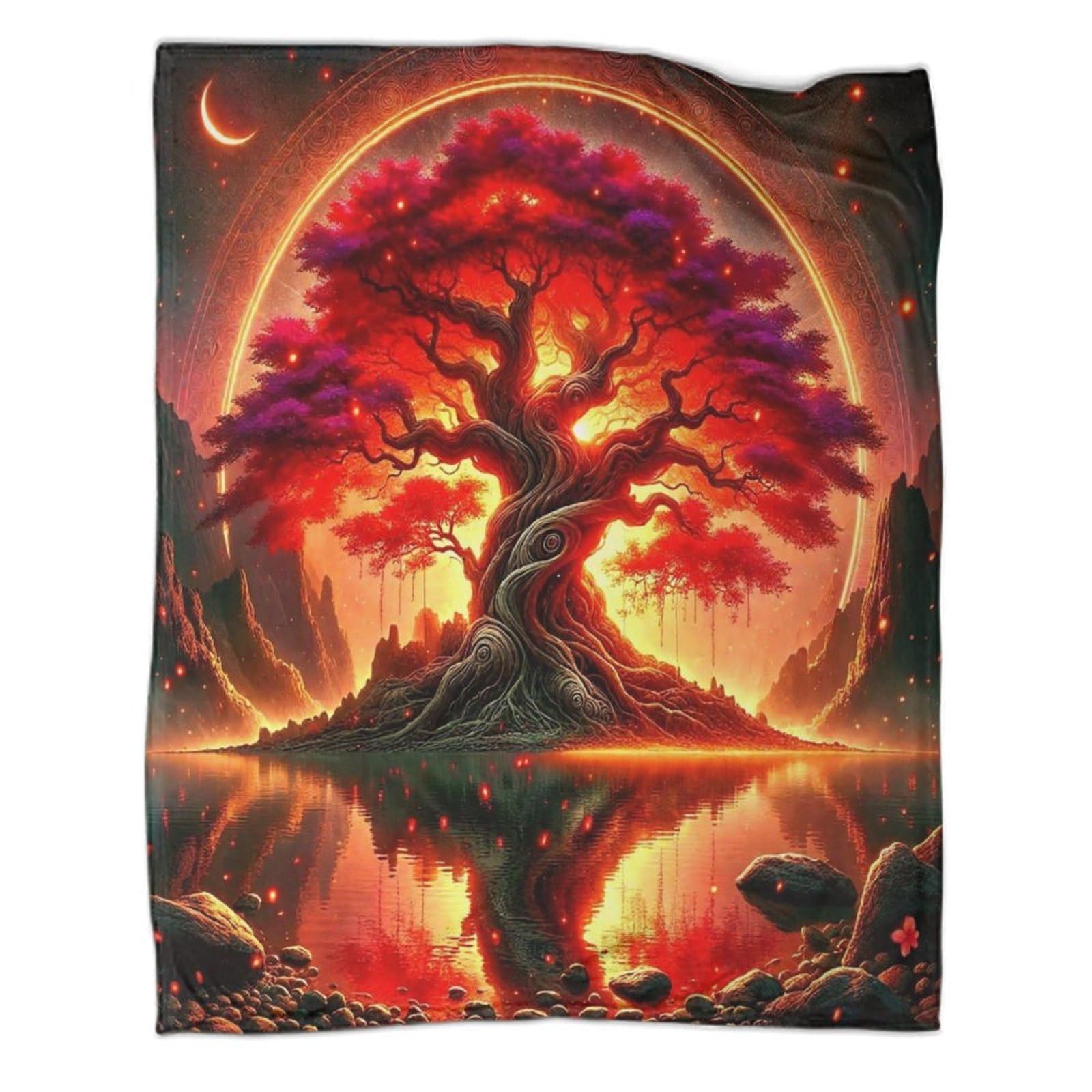 Plaid arbre de vie jetable en flanelle 3D pour cocooning au salon