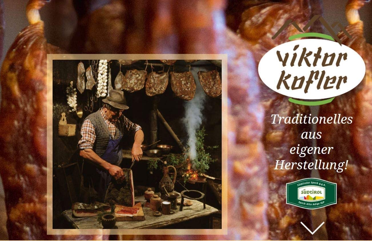 Südtiroler Speck, ganz - 1 ganzer Speck - 5,6kg - 1/1 Hamme - 6 Monate gereift- Spezialität von Viktor Kofler/Lana