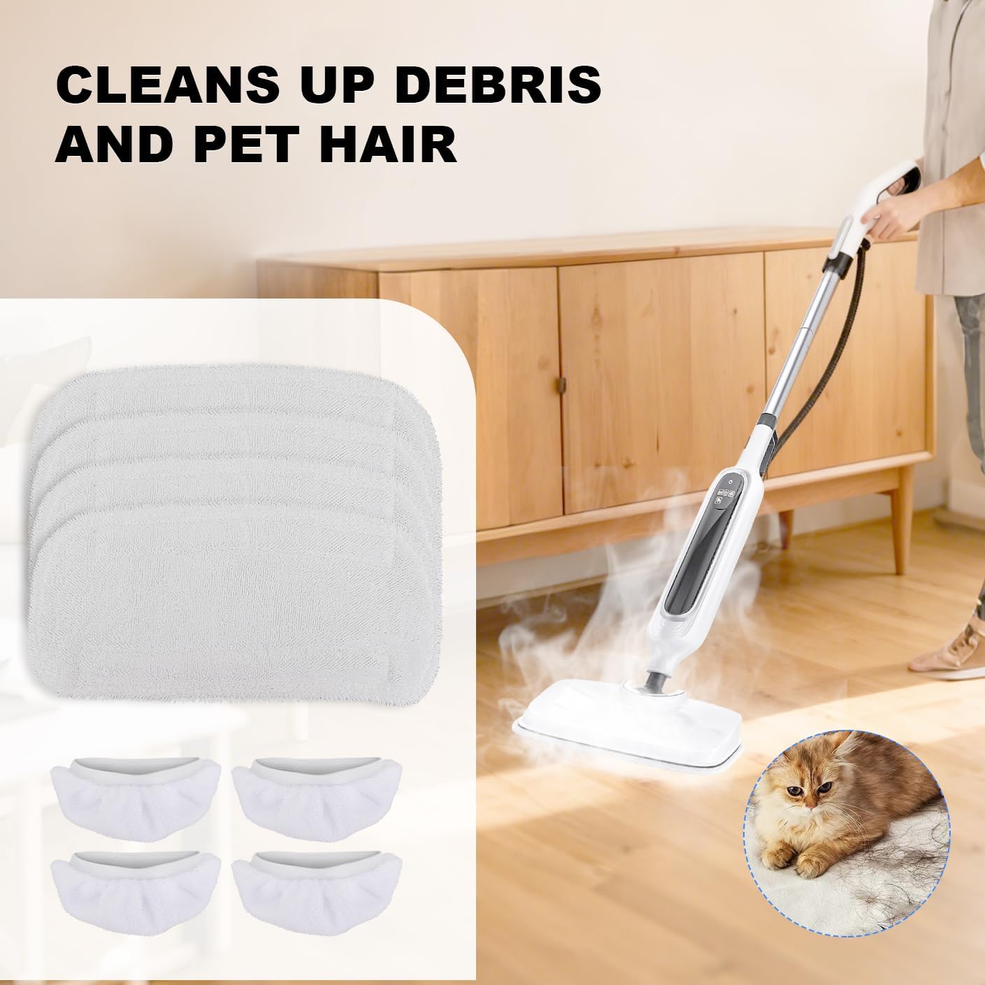 Microfiber Steam Mop Pads Compatible with Rvwsx & KGHKGH & Sprobil Steam Mop, Washable & Reusable Microfiber Steam Mop Cloth for All Types of Surfaces