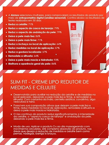 Creme Lipo Redutor Medidas Celulite Estria Slim Fit Akmos