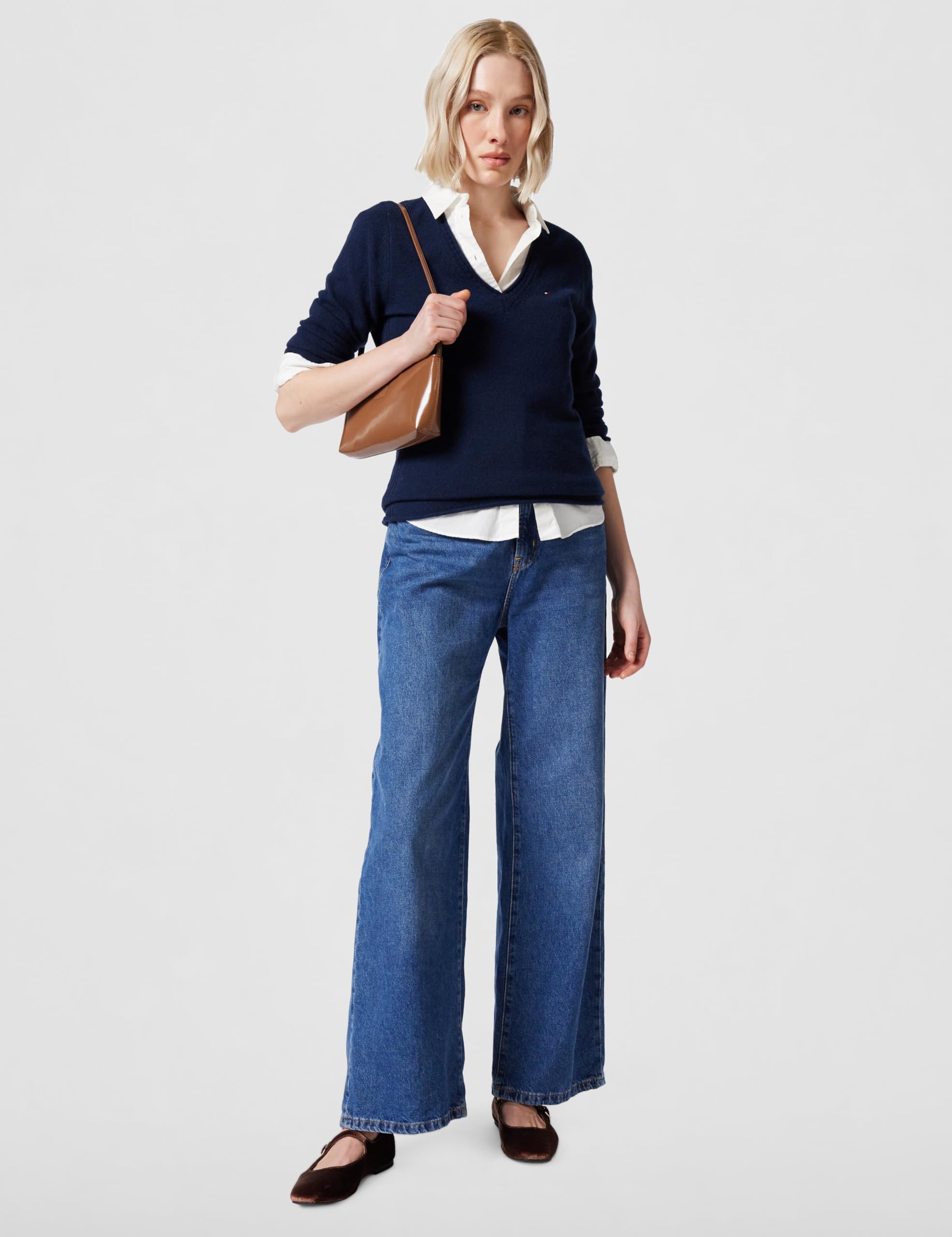 Tommy Hilfiger Donna Pullover Soft Wool con Scollo a V