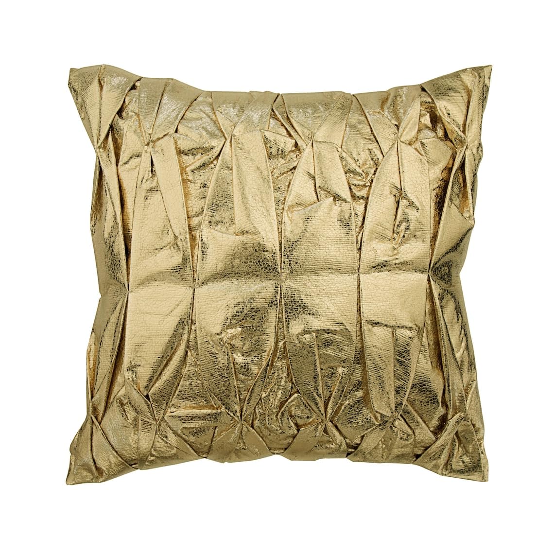 The HomeCentric Gold Euro Cushion Shams, Pack of 2, 65x65 cm (26"x26") Faux Leather & Suede Throw Cushion Covers, Cushion Covers with Pintucks & Textured, Solid Color, Modern Style - Stunning Gold